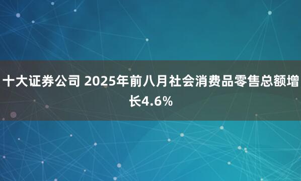 十大证券公司 2025年前八月社会消费品零售总额增长4.6%