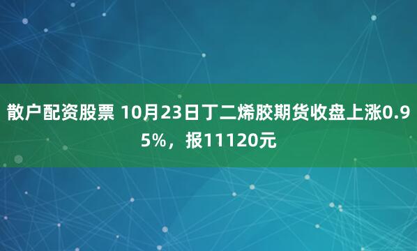 散户配资股票 10月23日丁二烯胶期货收盘上涨0.95%，报11120元